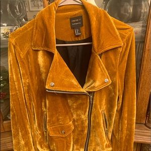Gold velvet jacket with silver zippers